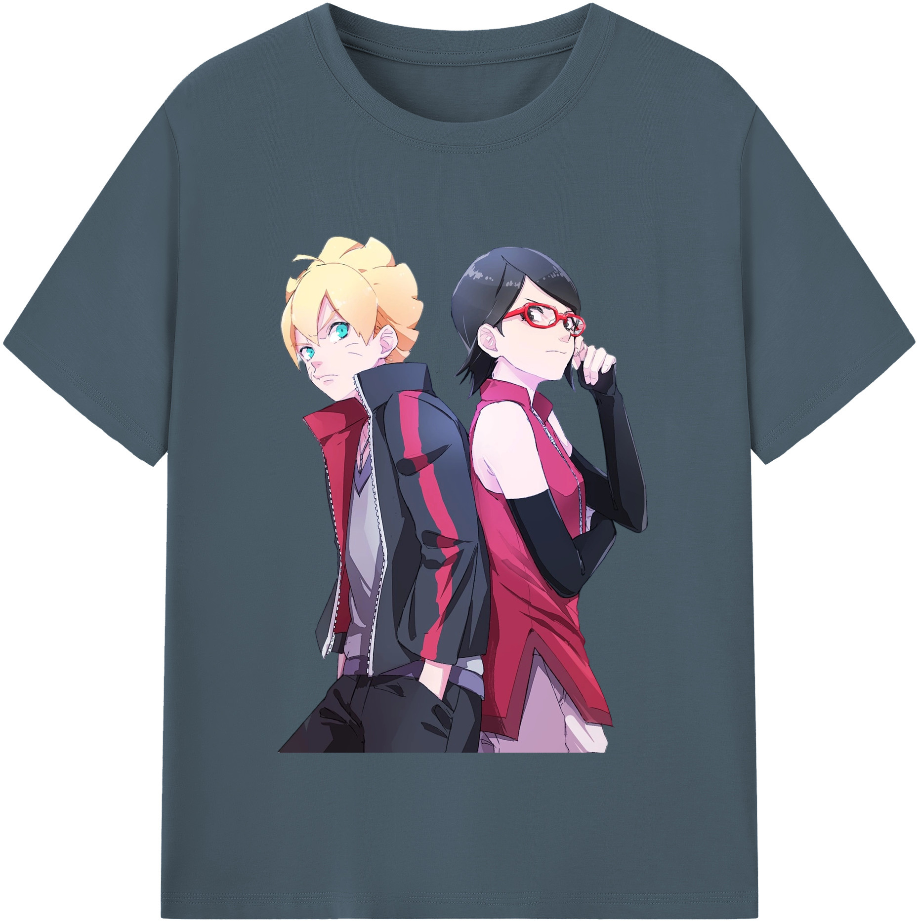 （画像用） NARUTO -ナルト- うちは サラダ Uchiha Sarada 綿100％半袖Tシャツ（フロントプリント）